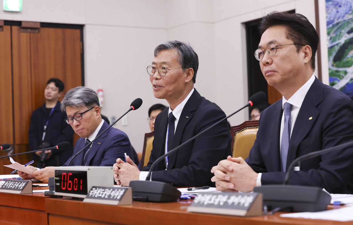 김태승 한국철도공사 사장이 13일 서울 여의도 국회에서 열린 국토교통위원회 국정감사에서 질의에 답하고 있다. 뉴시스